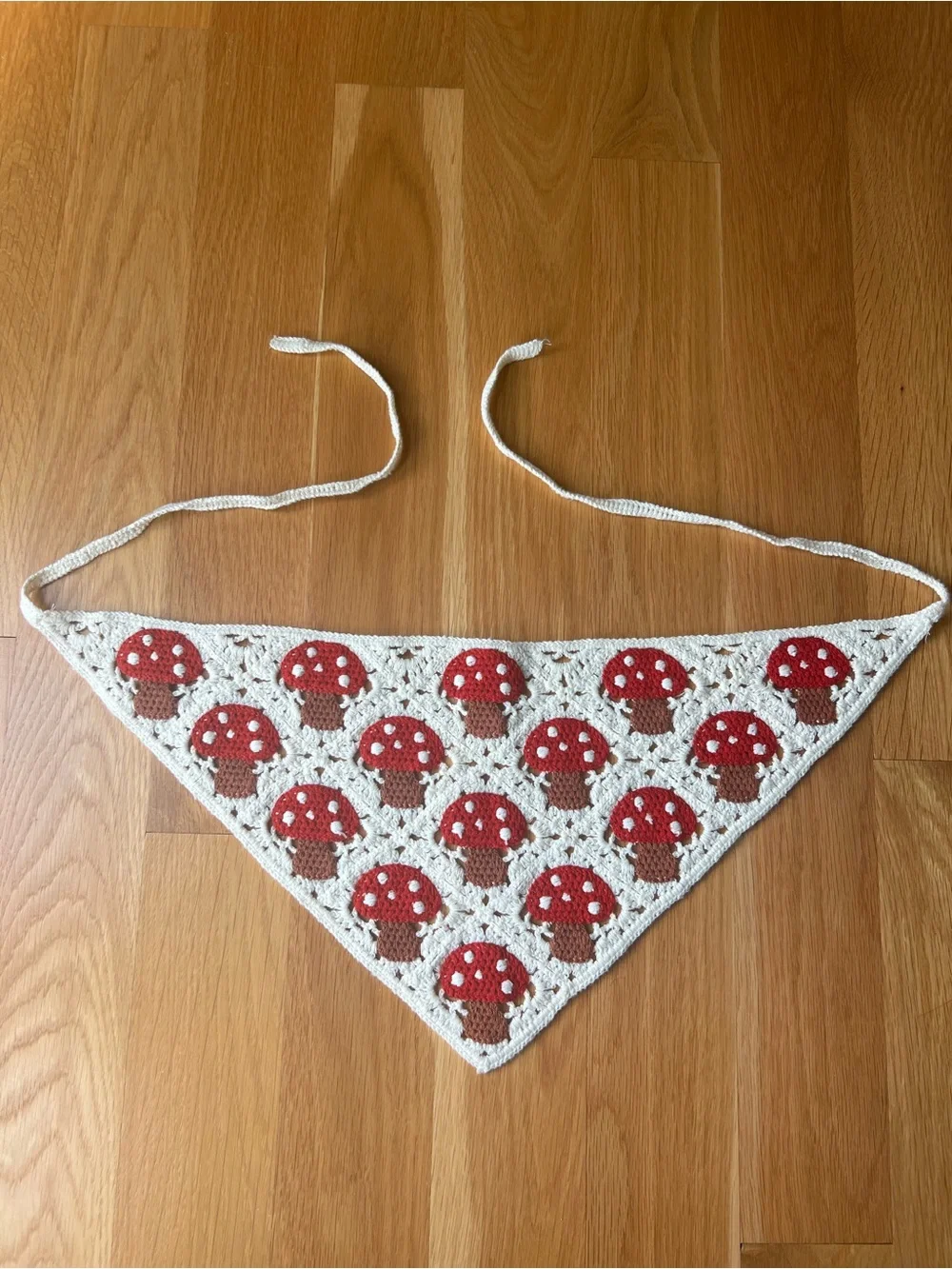 Crochet Mushroom Print Headscarf 🍄